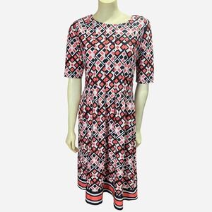 Shelby & Palmer Women's Dress – Size M – Geometric Print, Short Sleeve